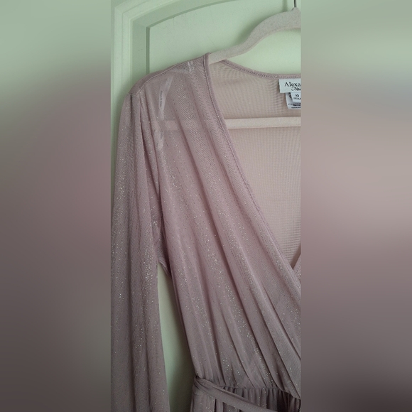 Alexa b nites dress womens sz 10 maxi shimmery lavender dress long sleeve formal - Picture 7 of 9
